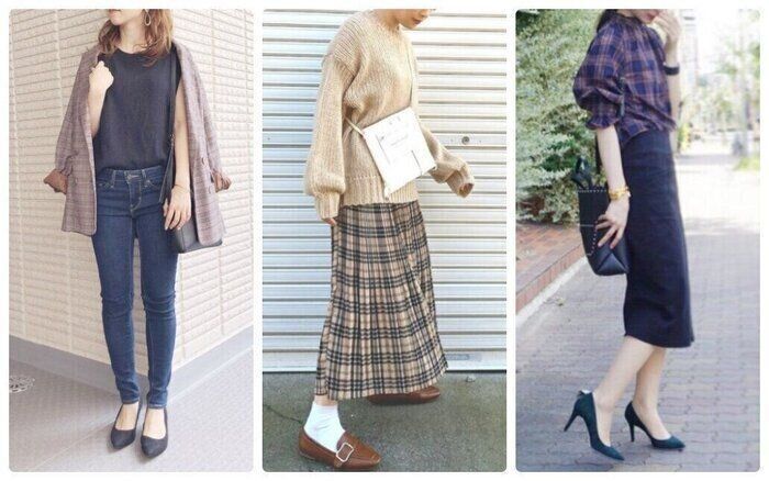 40代に似合う!「しまむら」のチェック柄アイテムを取り入れた秋コーデ