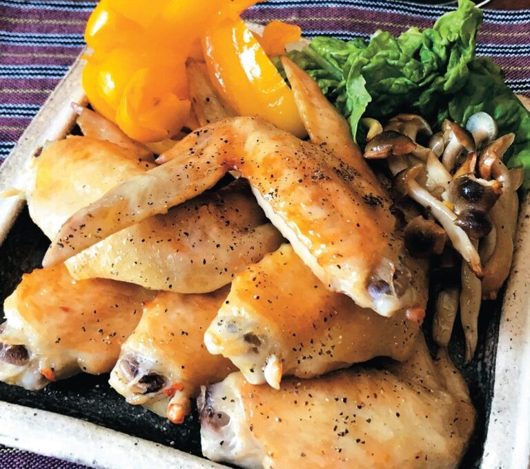 レンジ＆トースターで、生焼け知らず♪鶏手羽と野菜の塩だれ焼き