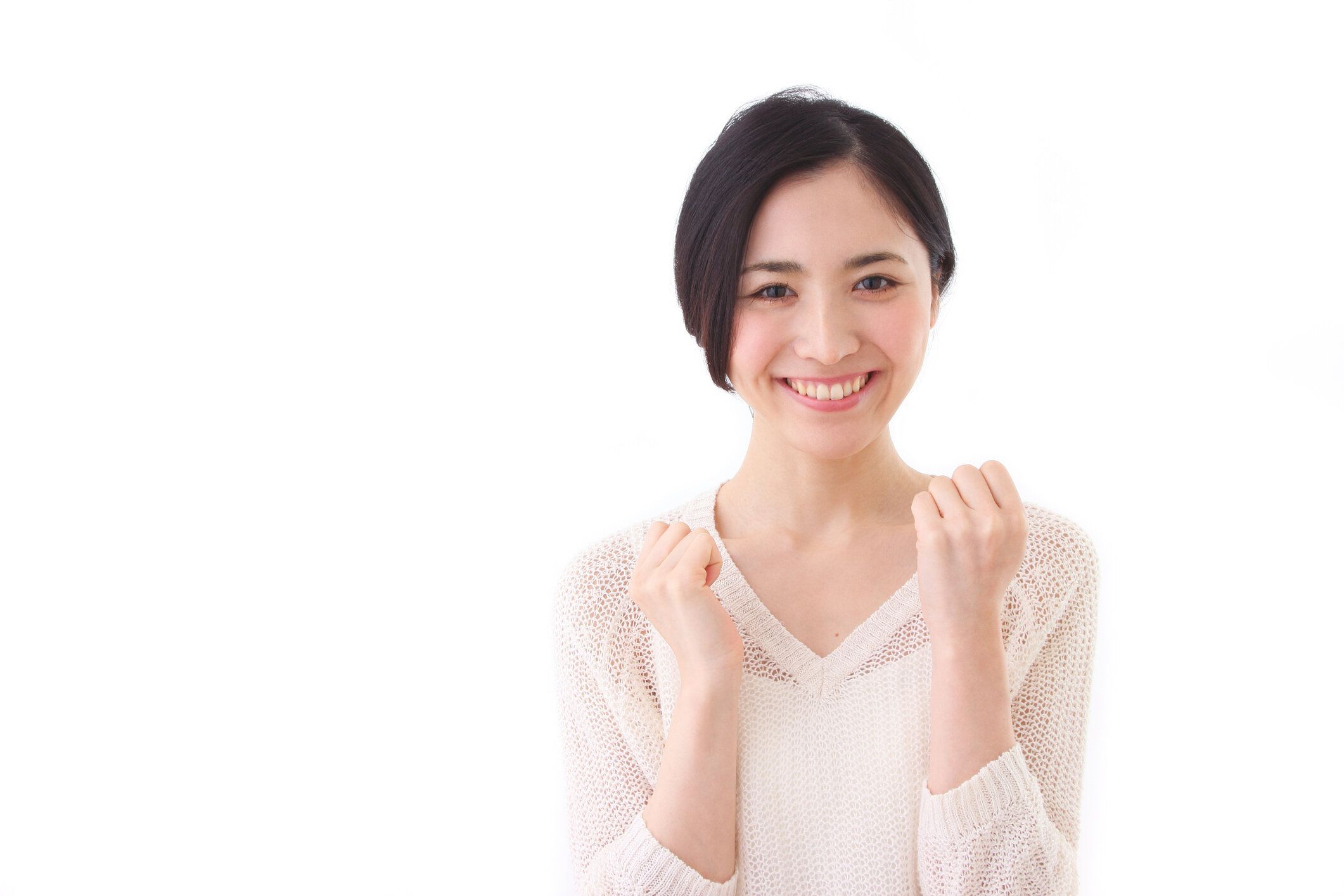 アジアの女性の白い背景の上