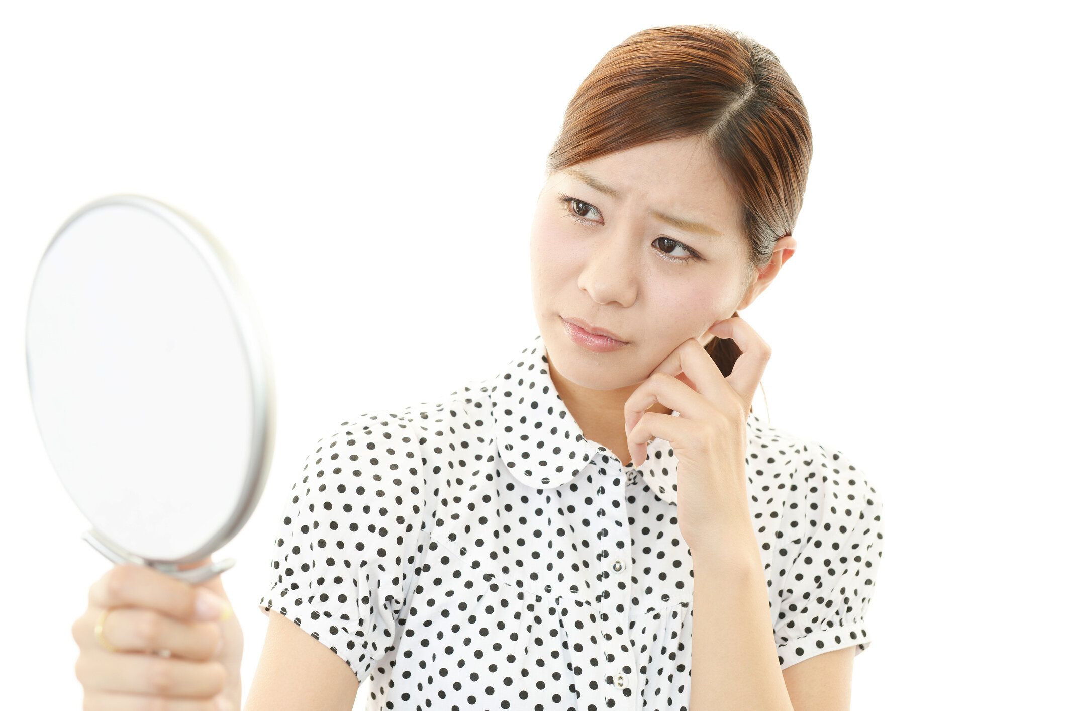 た若い女性のポートレートを押すお