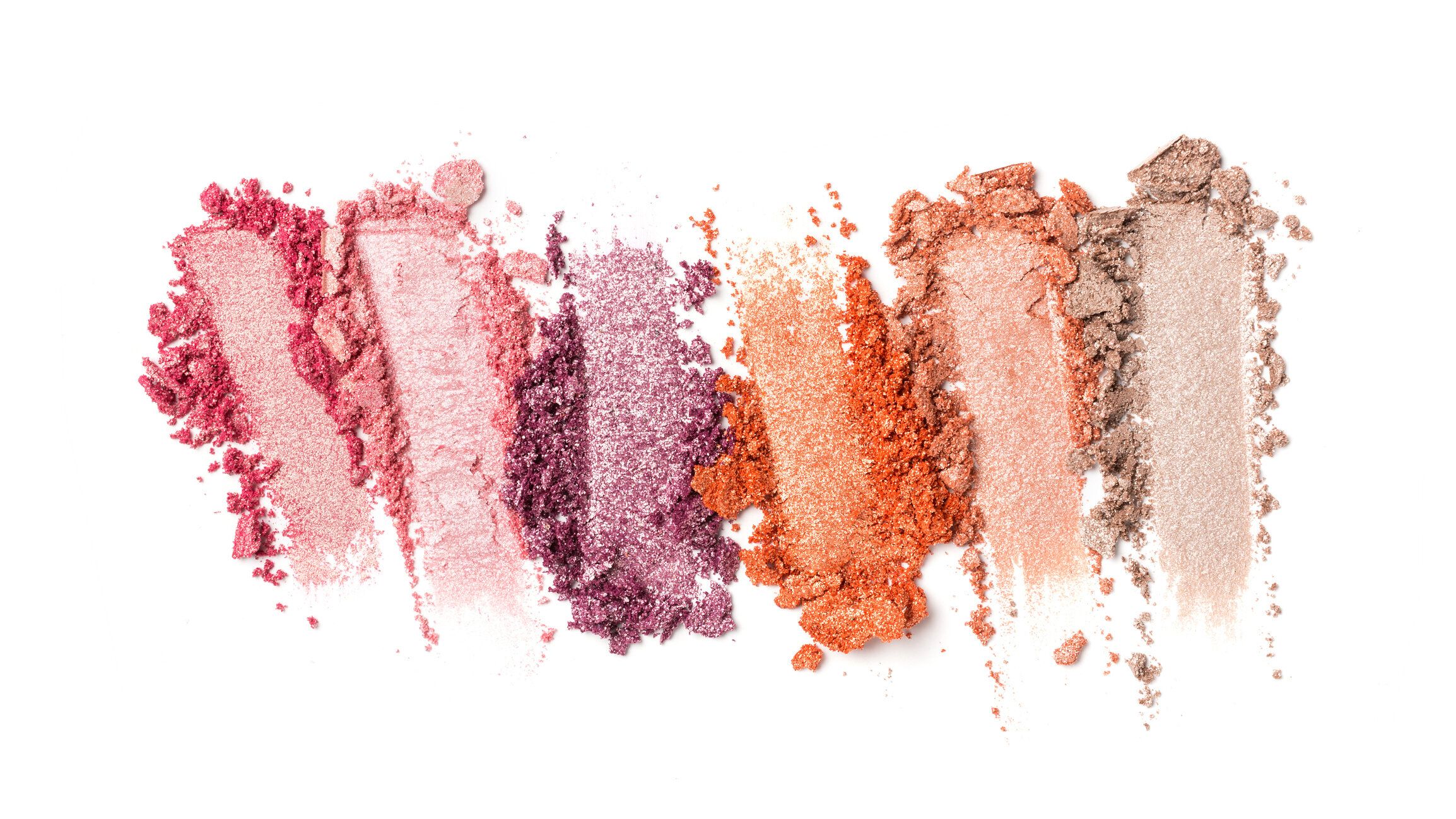 化粧品美容製品のサンプルとして壊れた明るい多色アイシャドウ