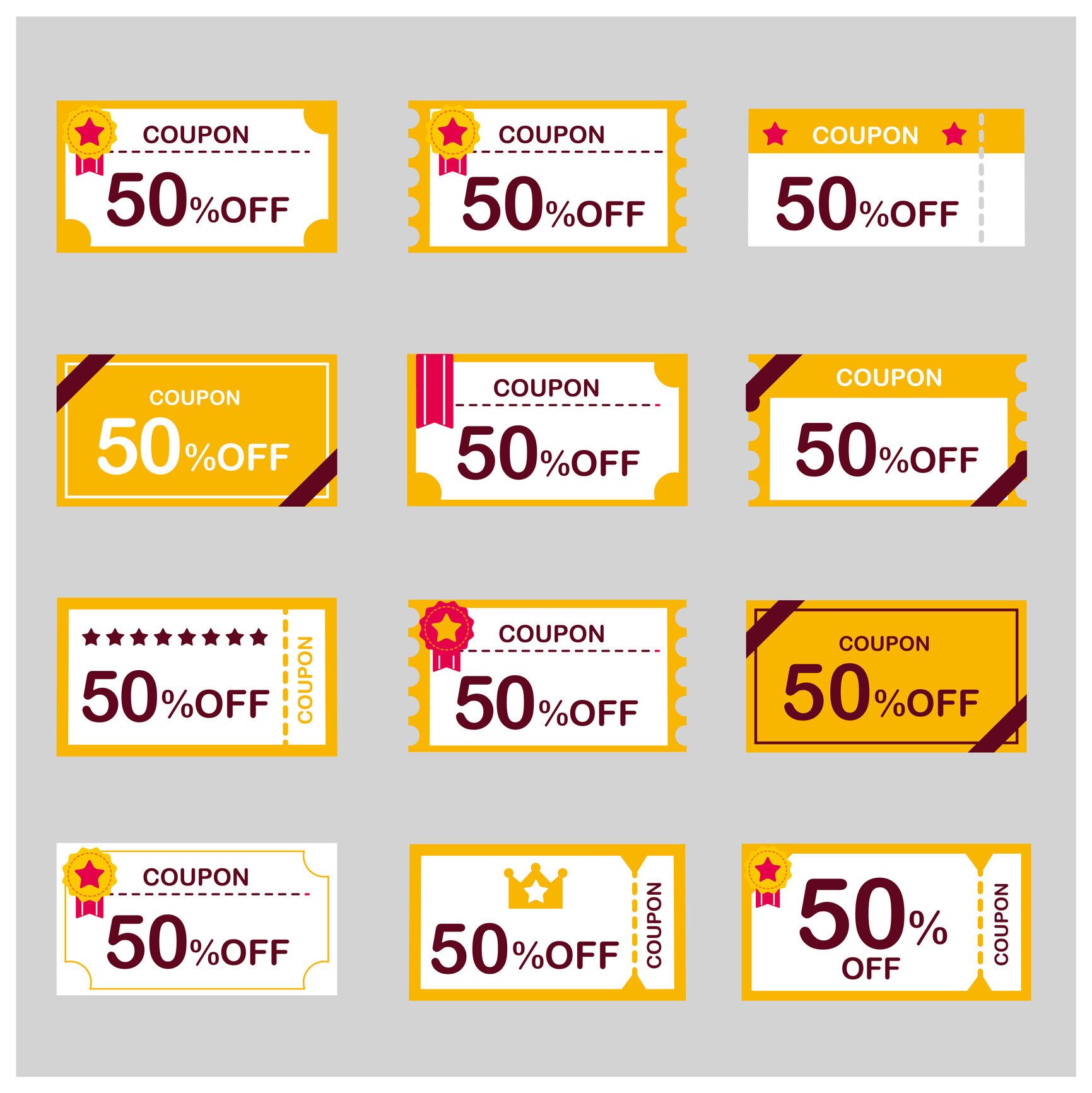 クーポン券割引チケットベクター