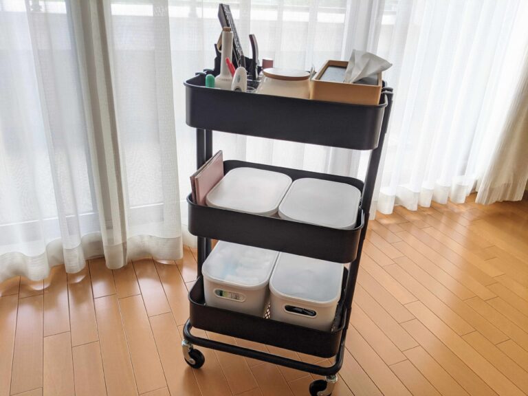 【IKEA】定番ワゴンに1カ所集中＆オープン収納でテーブルすっきり！