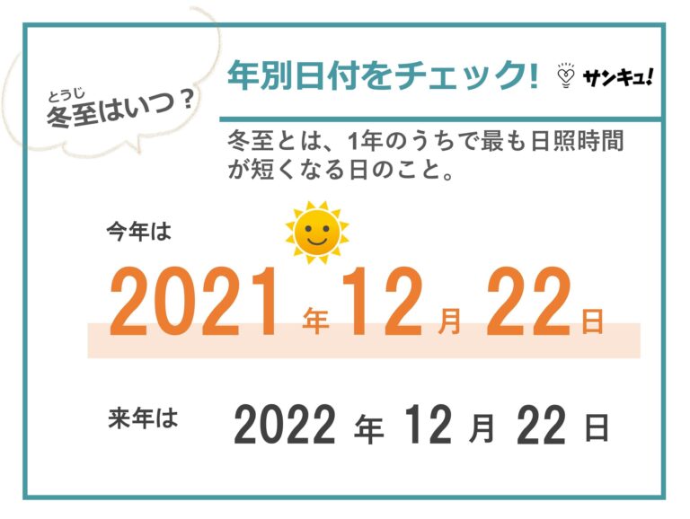 冬至とは？2021年はいつ？食べ物・冬至との関係・日照時間・行事や風習まで解説