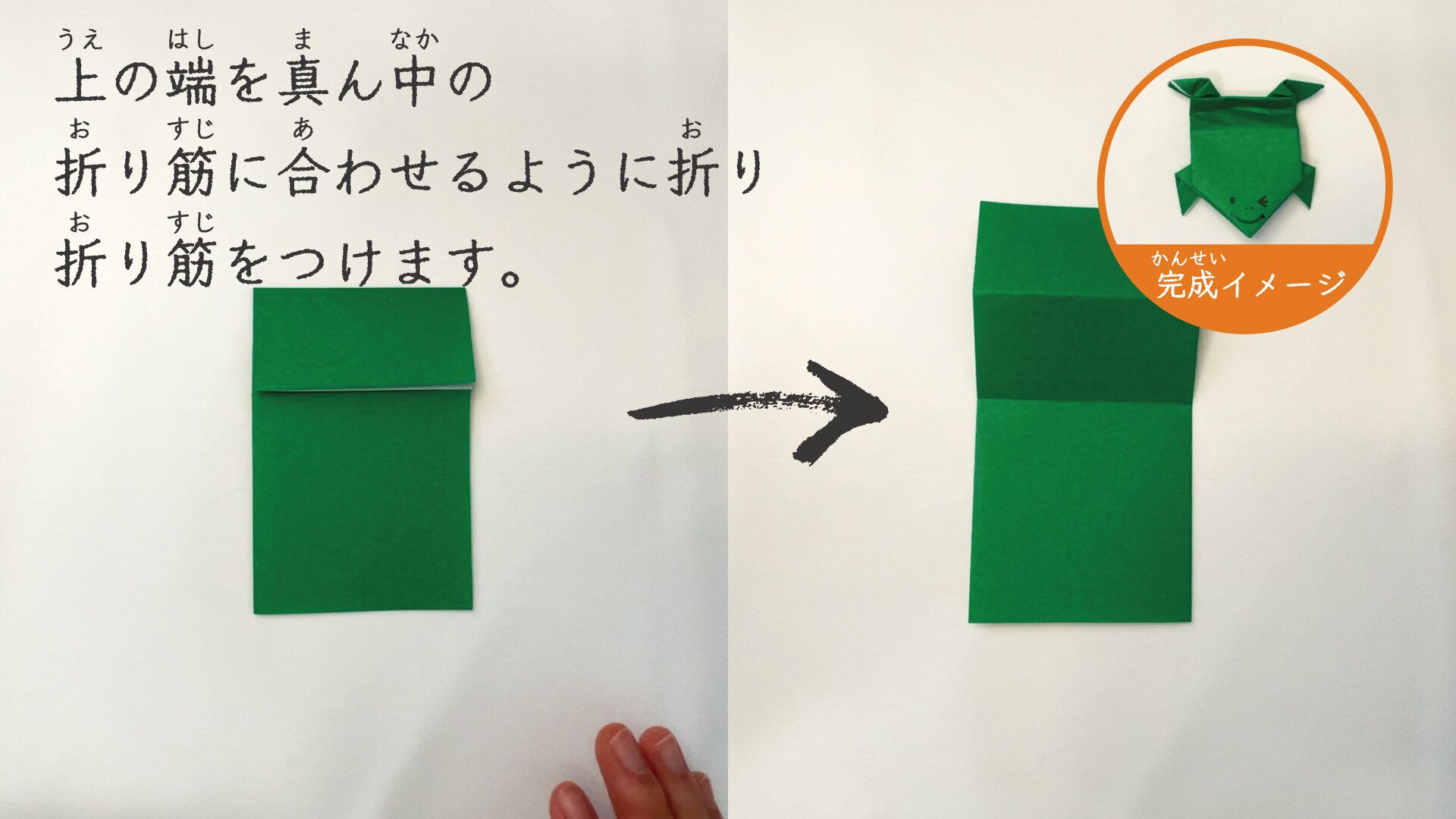 ぴょんぴょんカエルの折り紙3