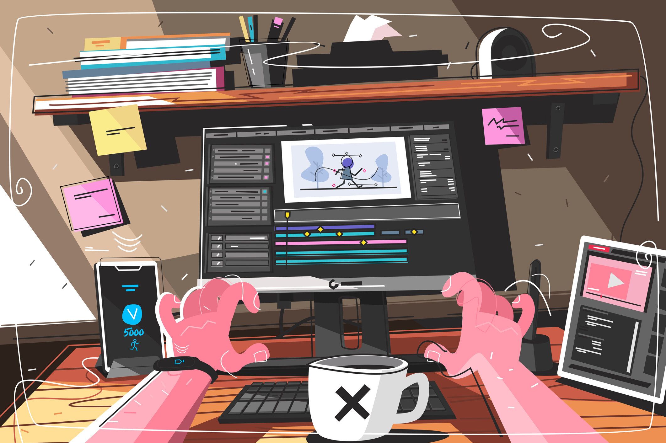 クリエイティブなプロセスのアニメーターデザイナー