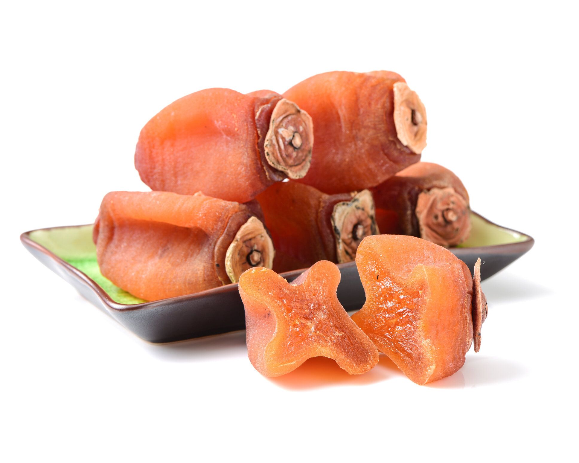 白い背景の干し柿