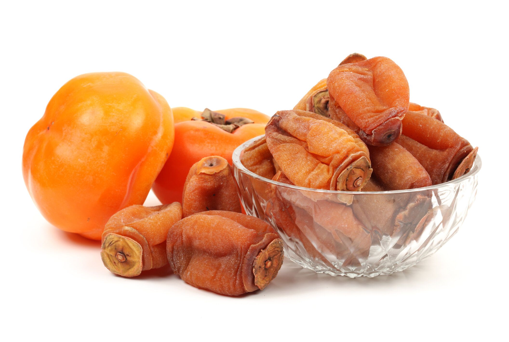 白い背景の干し柿