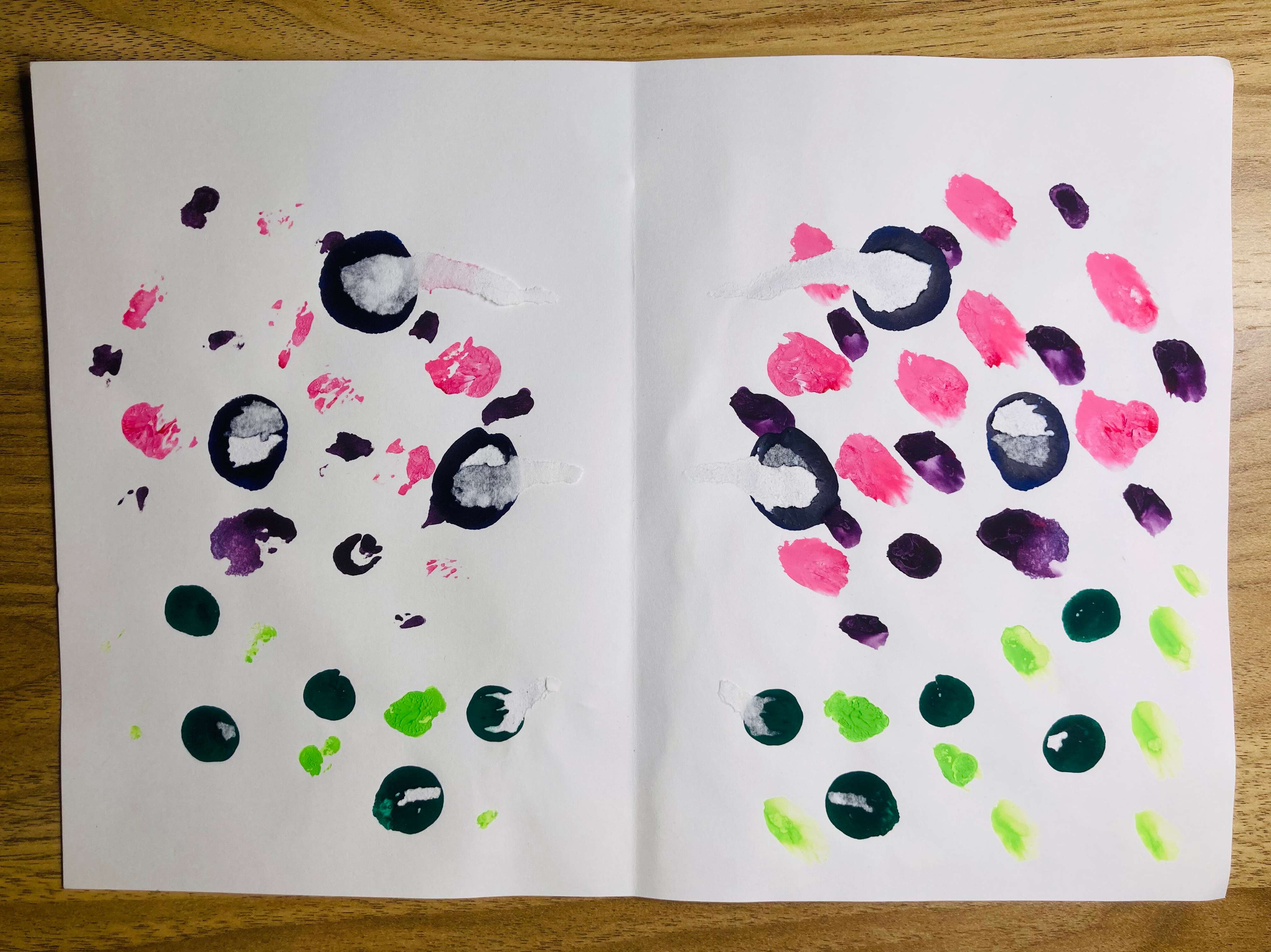 デカルコマニー　あじさい　失敗