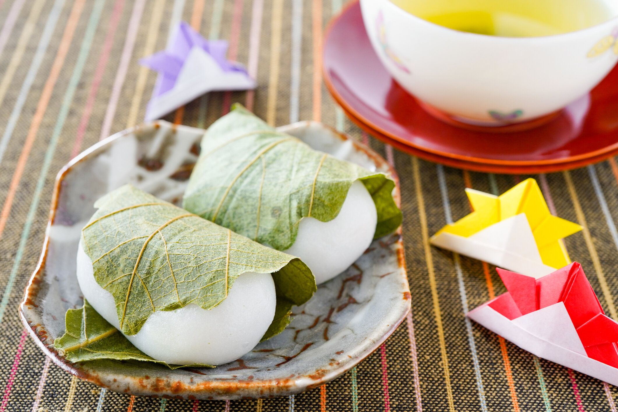 柏餅と緑茶