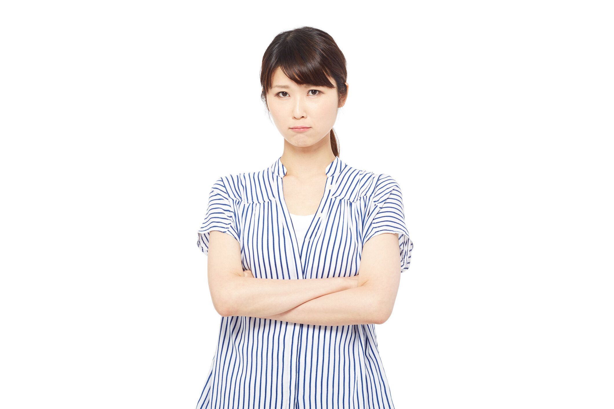 怒っているアジアの女性