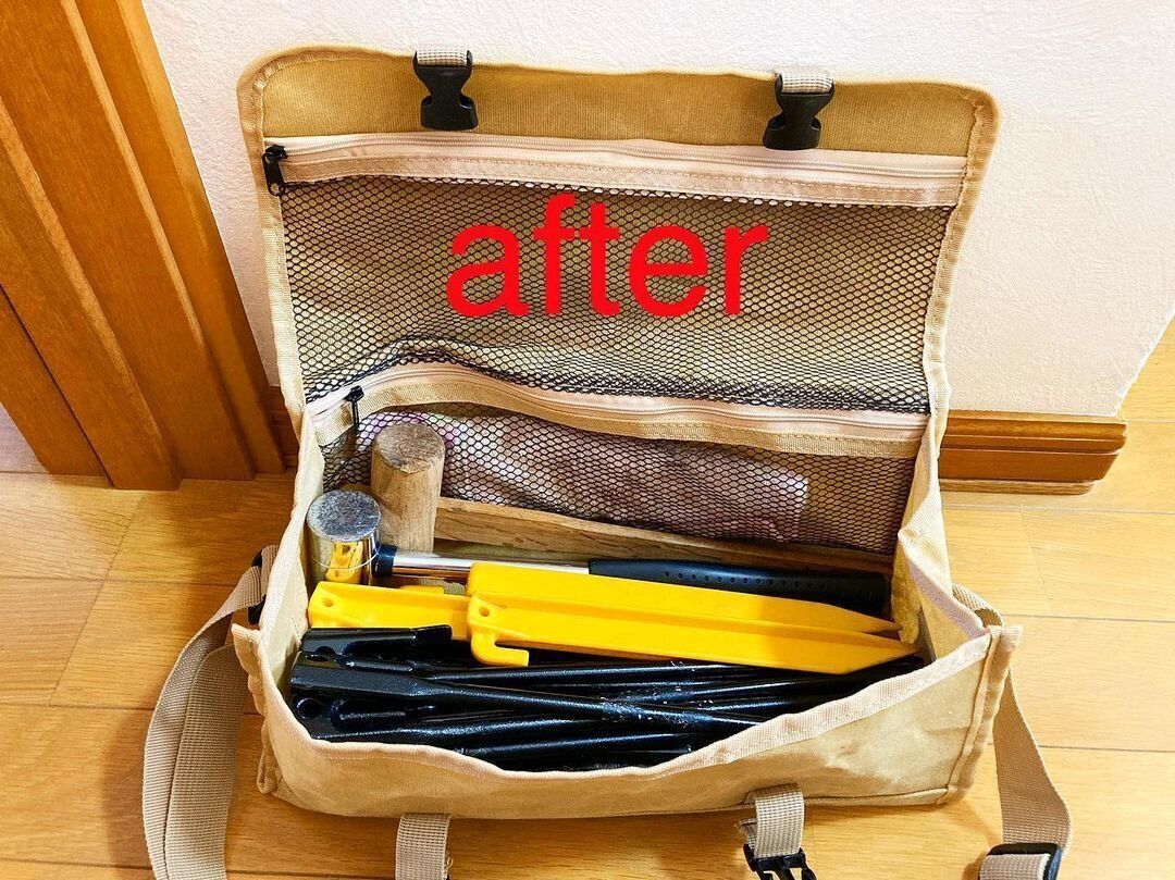 【ワークマン】道具もおしゃれに収納！パラフィン帆布スクエアショルダー