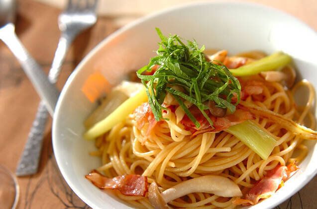 白ネギのガーリックパスタ