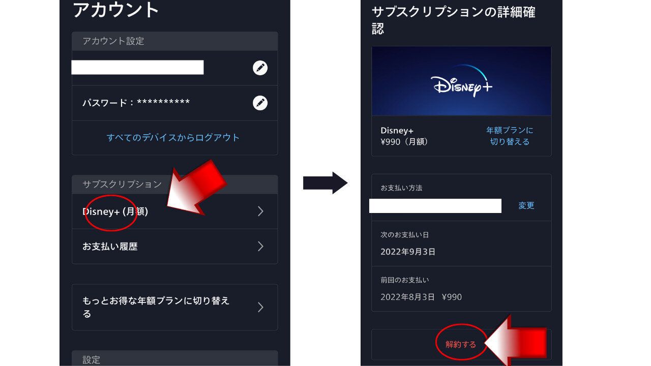 ディズニープラス　解約手順