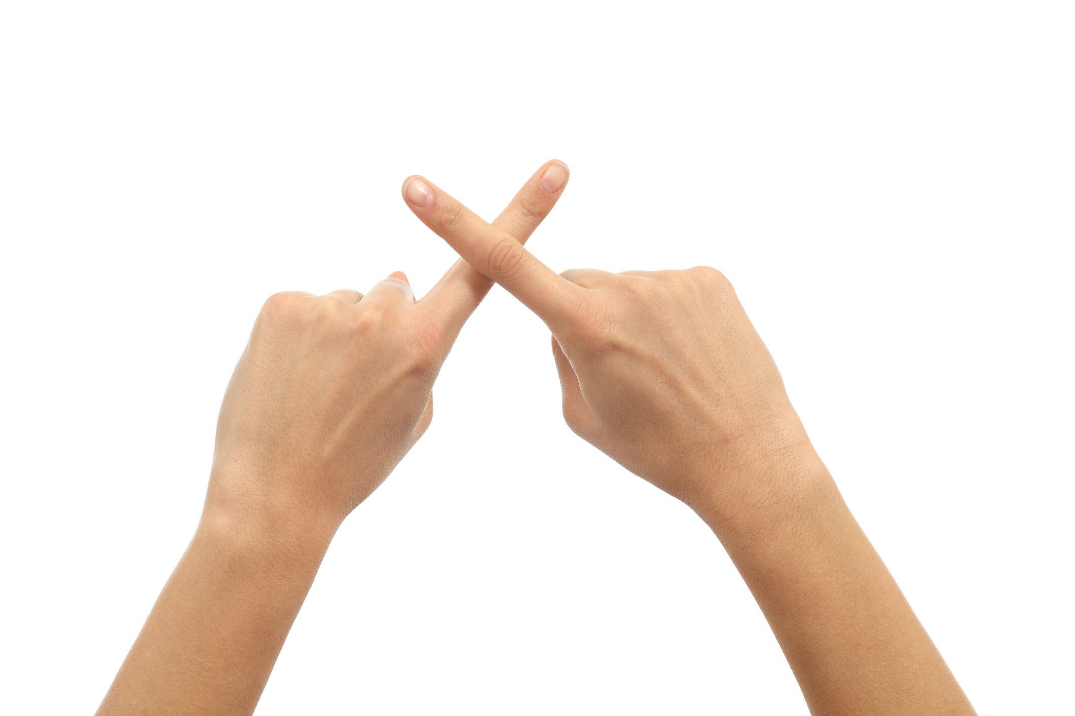 女性手指をクロス