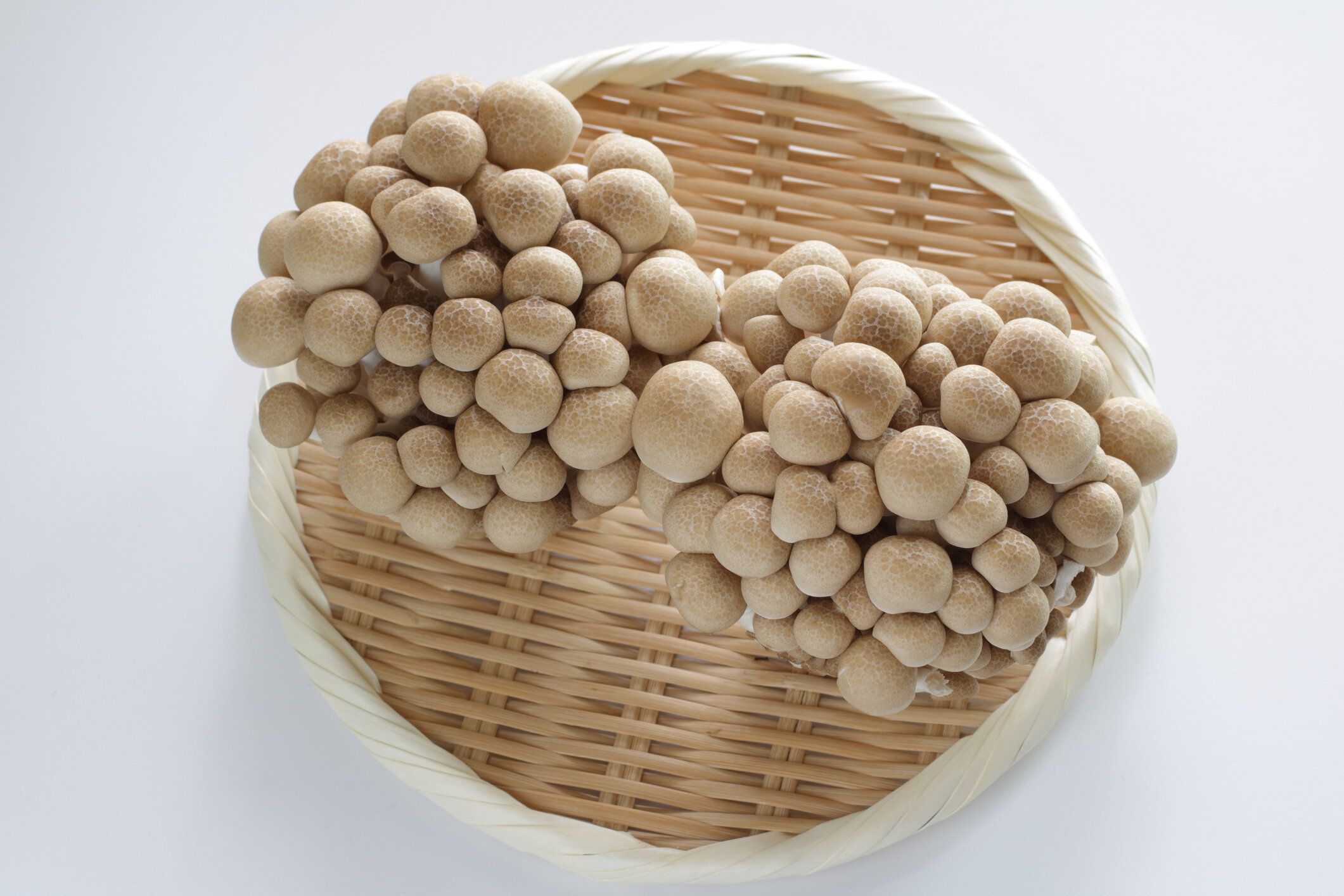 竹かごに新鮮なし見地のキノコ