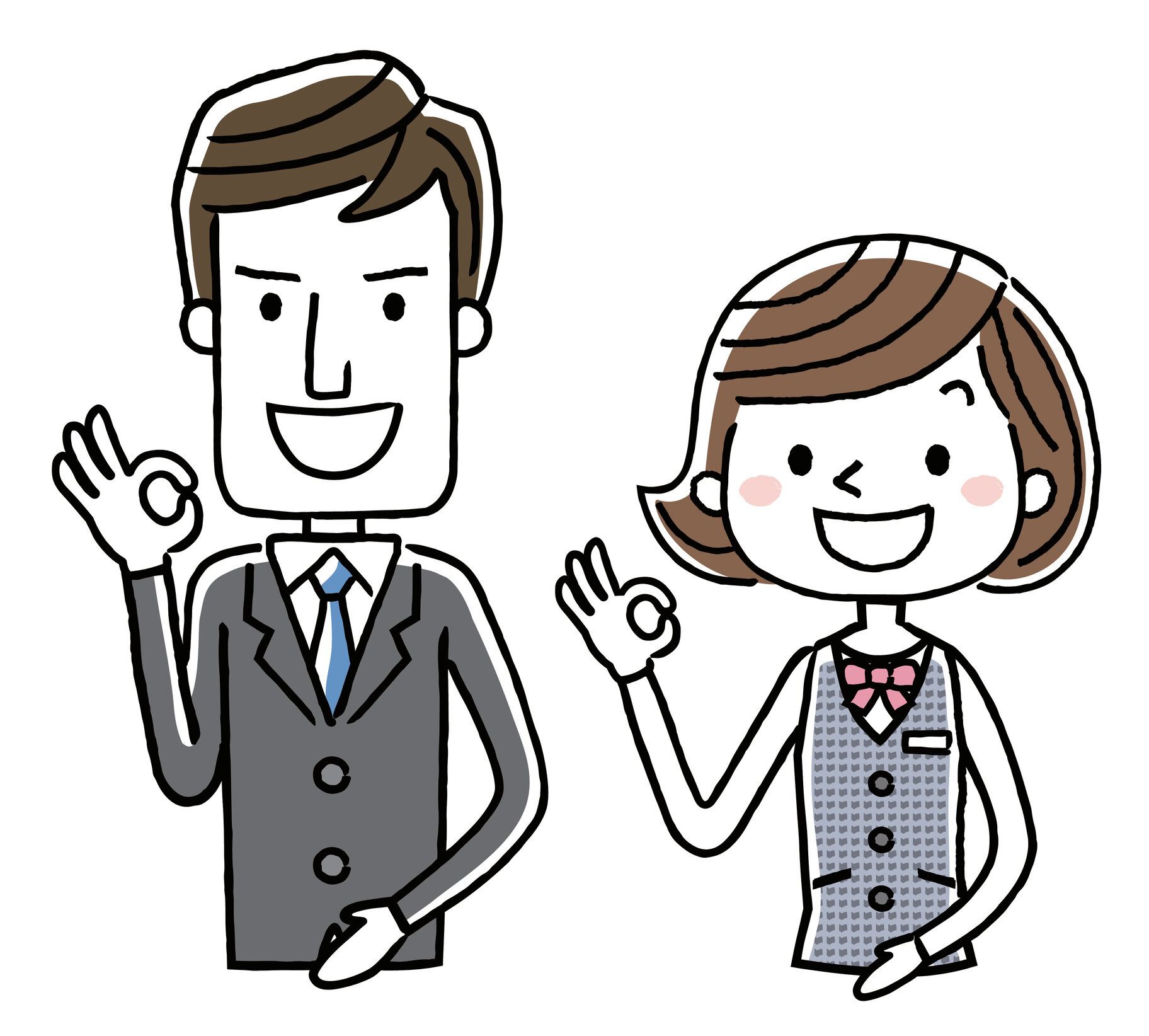 OKサインを出す男女