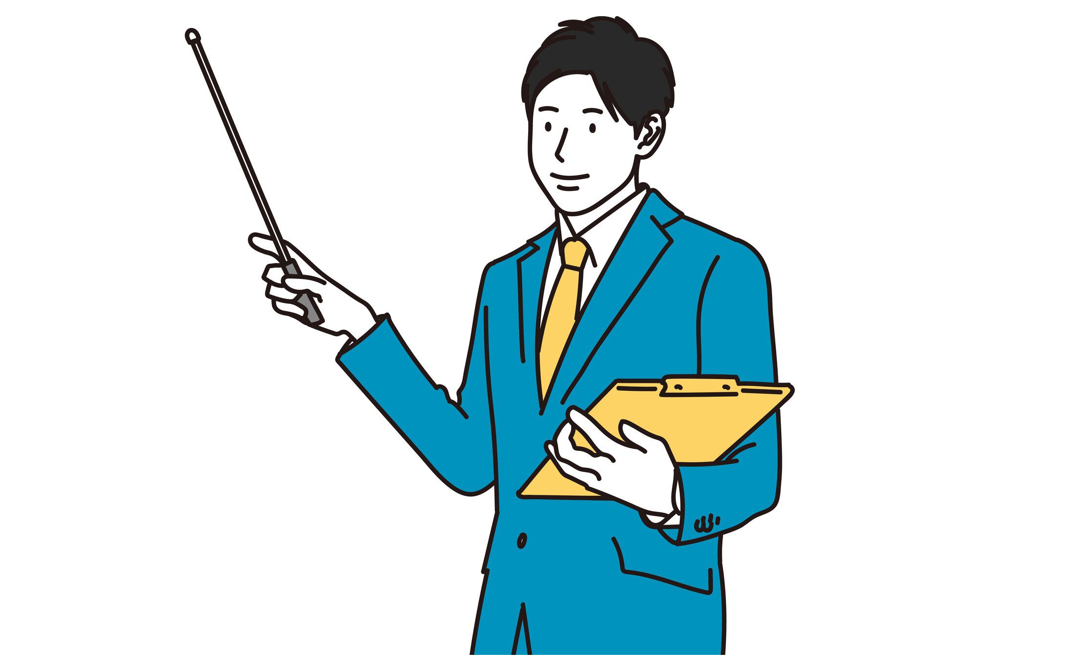 ポインタで説明するビジネスマン