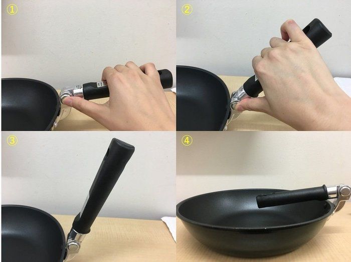 手をたたむ方法は、シルバーの本体と取手の接続部分を押しながら、倒していくだけ。写真のとおり片手で簡単にたたむことができて、とってもコンパクトになります。