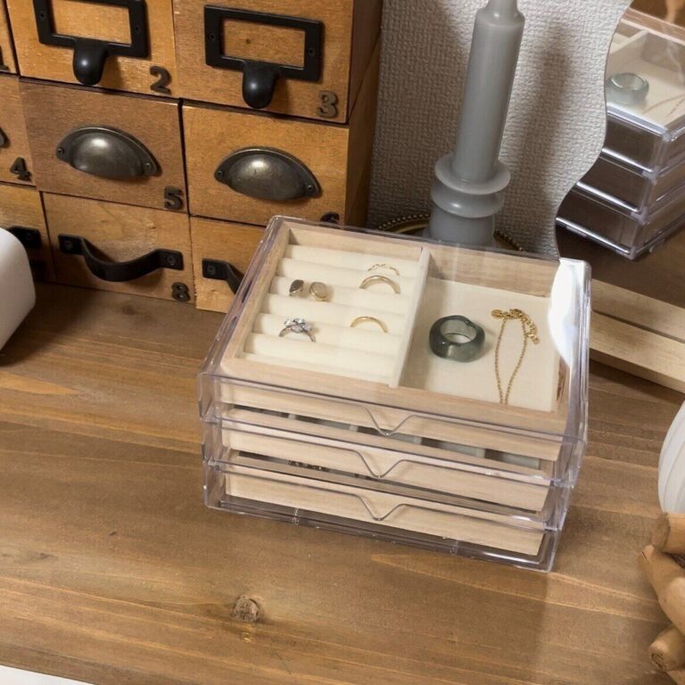 アクセサリーケース 3段引き出し 木製 DAISO】高みえ!!木製アクセサリートレイと3段引き出しケースで最強の