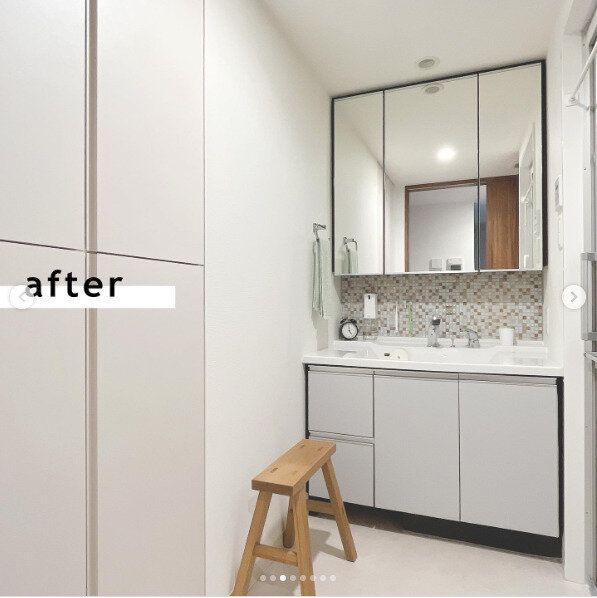 【セリア】リメイクシートでホテルライクな洗面台に