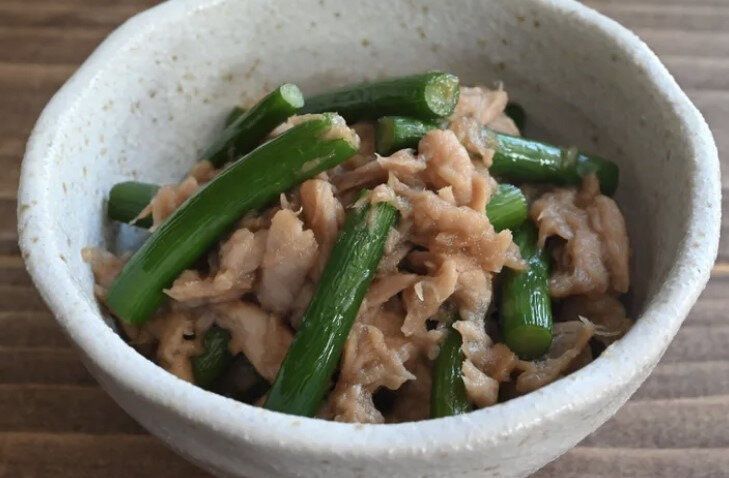 にんにくの芽とツナのオイスターソース炒め