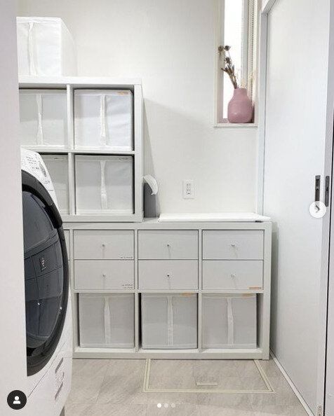 IKEAのアイテムを活用したランドリールームの収納