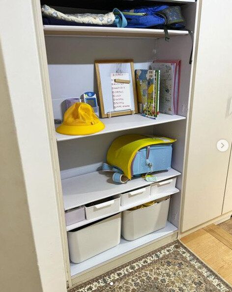 リビングの棚にランドセルを収納!