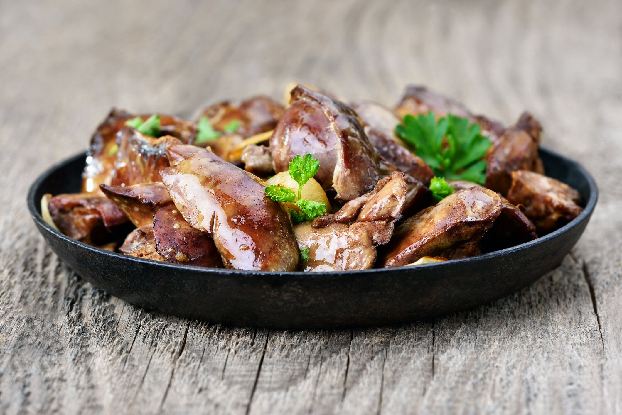 鶏レバーのフライパン