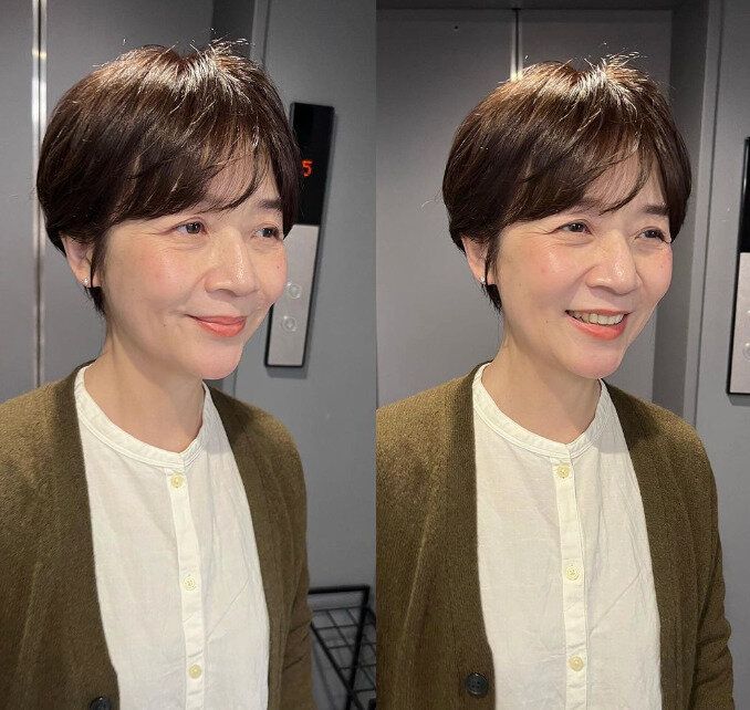 ポイントパーマでお手入れ簡単！耳掛けショート