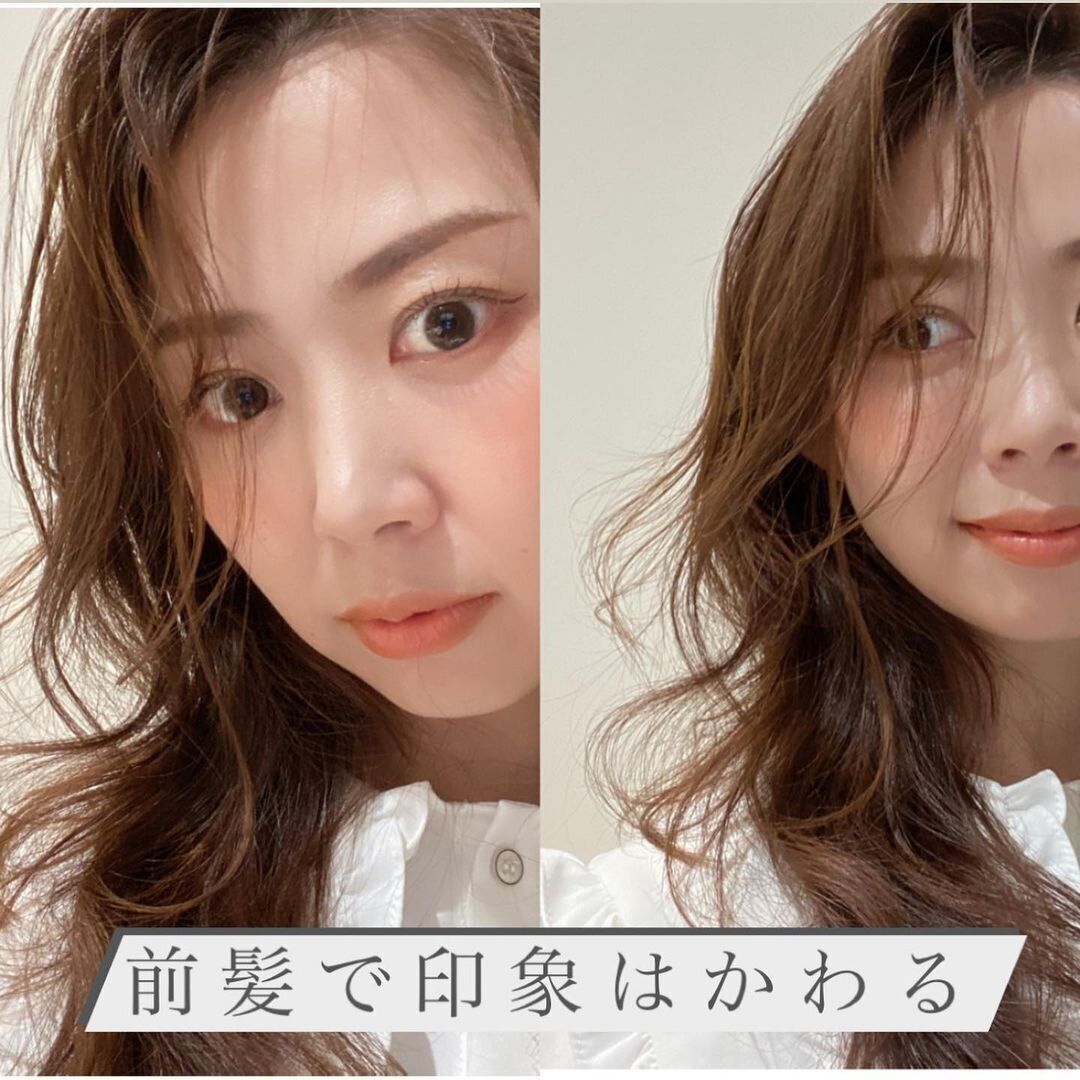 40代に似合うロングヘアスタイル 前髪を工夫して若々しさをアップさせる