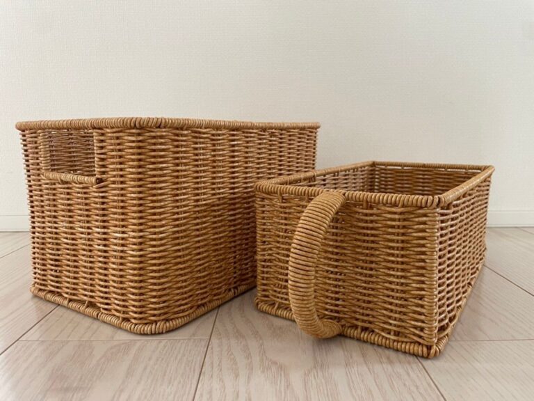 オシャレなのにメンテナンスがラクで嬉しい！3COINSのラタン風ボックスは水洗いしてもOK