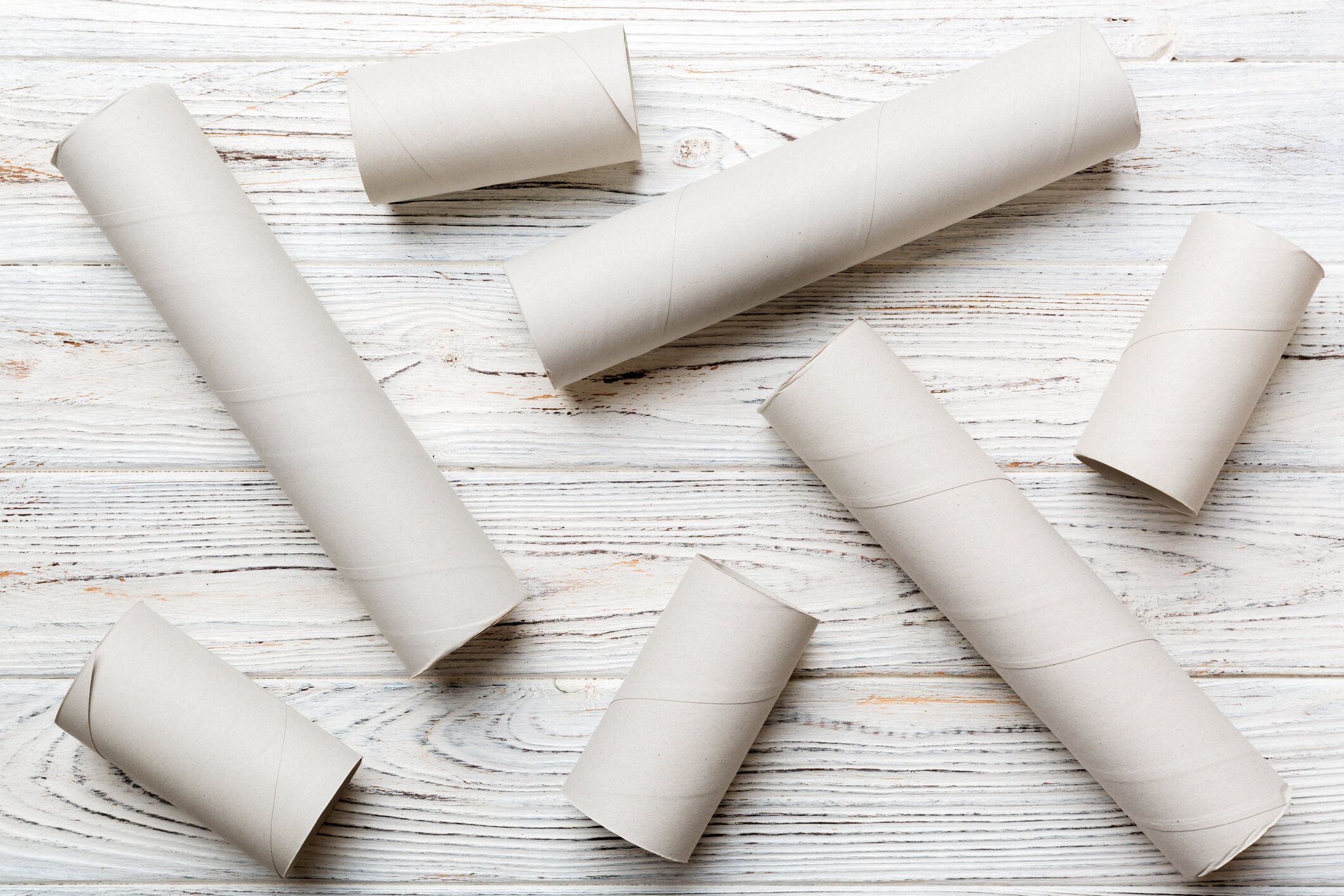 色付きの背景に空のトイレットペーパーロール。クラフト紙または段ボール製の金属プラグ端付きリサイクル可能な紙管