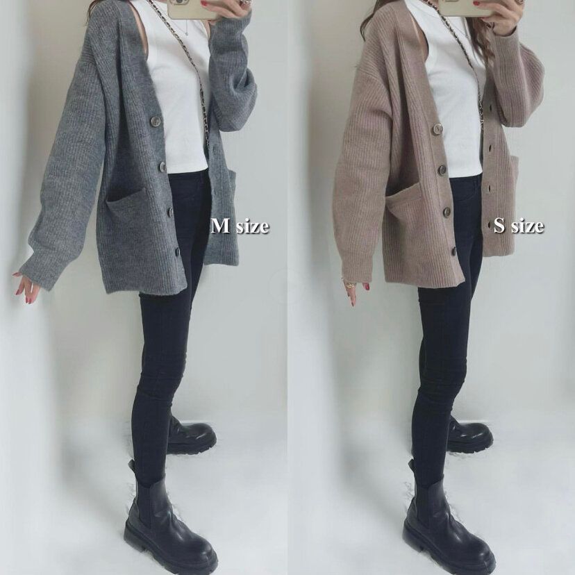 GU パフィータッチオーバーサイズカーディガン