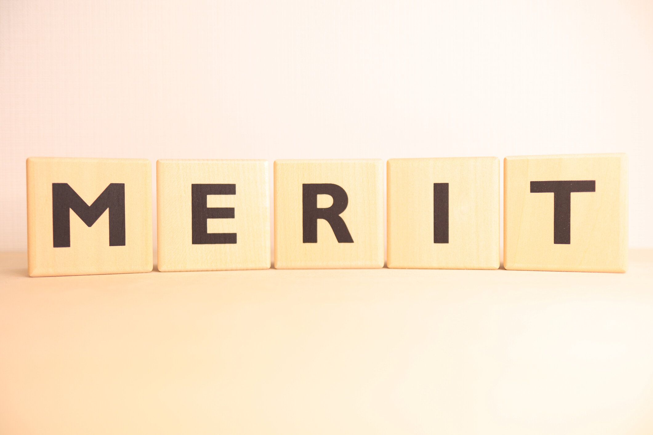 「メリット」アルファベット文字木製ブロック
