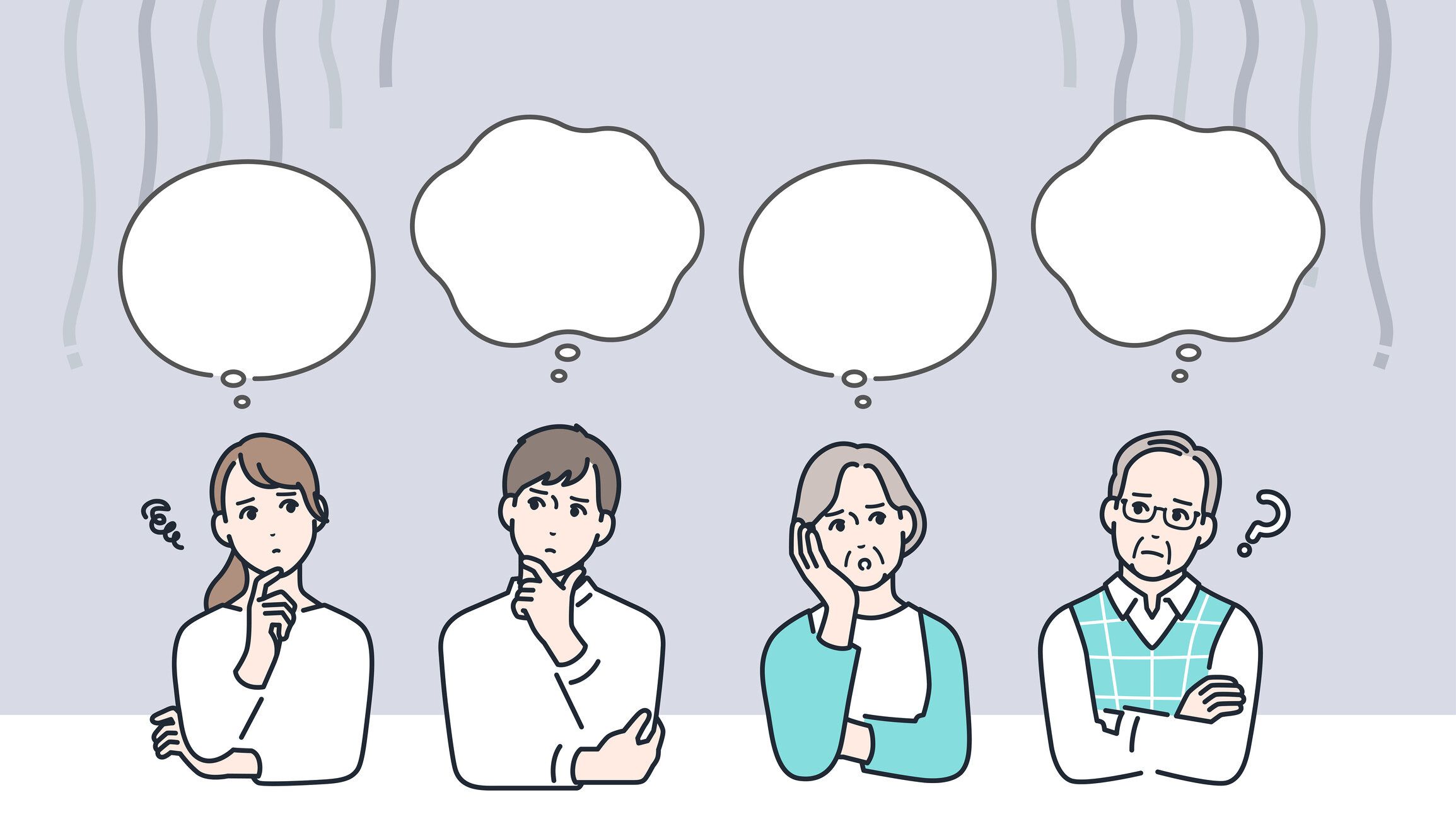 心配している家族と吹き出しの簡単なベクターイラスト素材