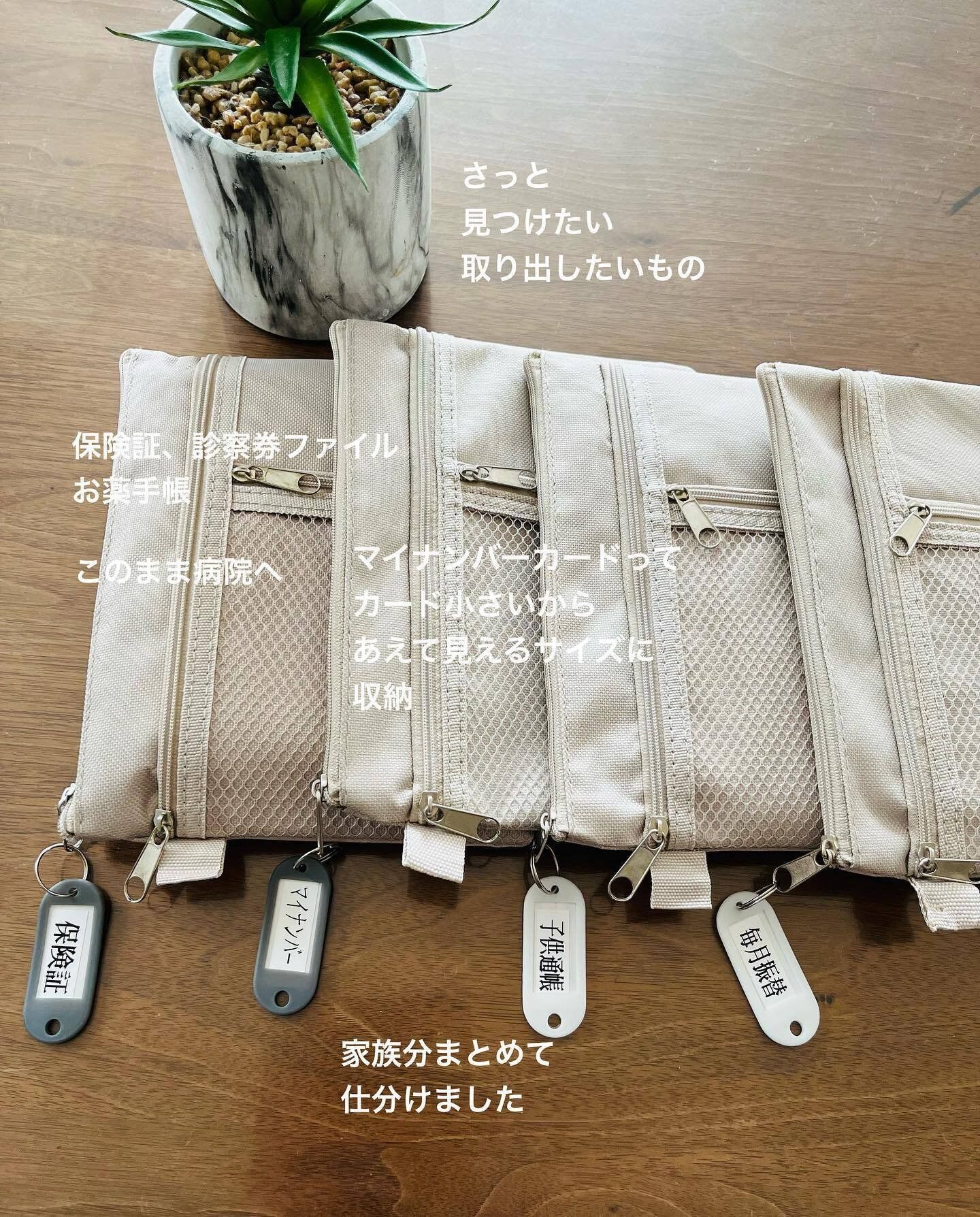 【ダイソー】大事なものをひとまとめ!「メッシュケース 3ポケットつき」