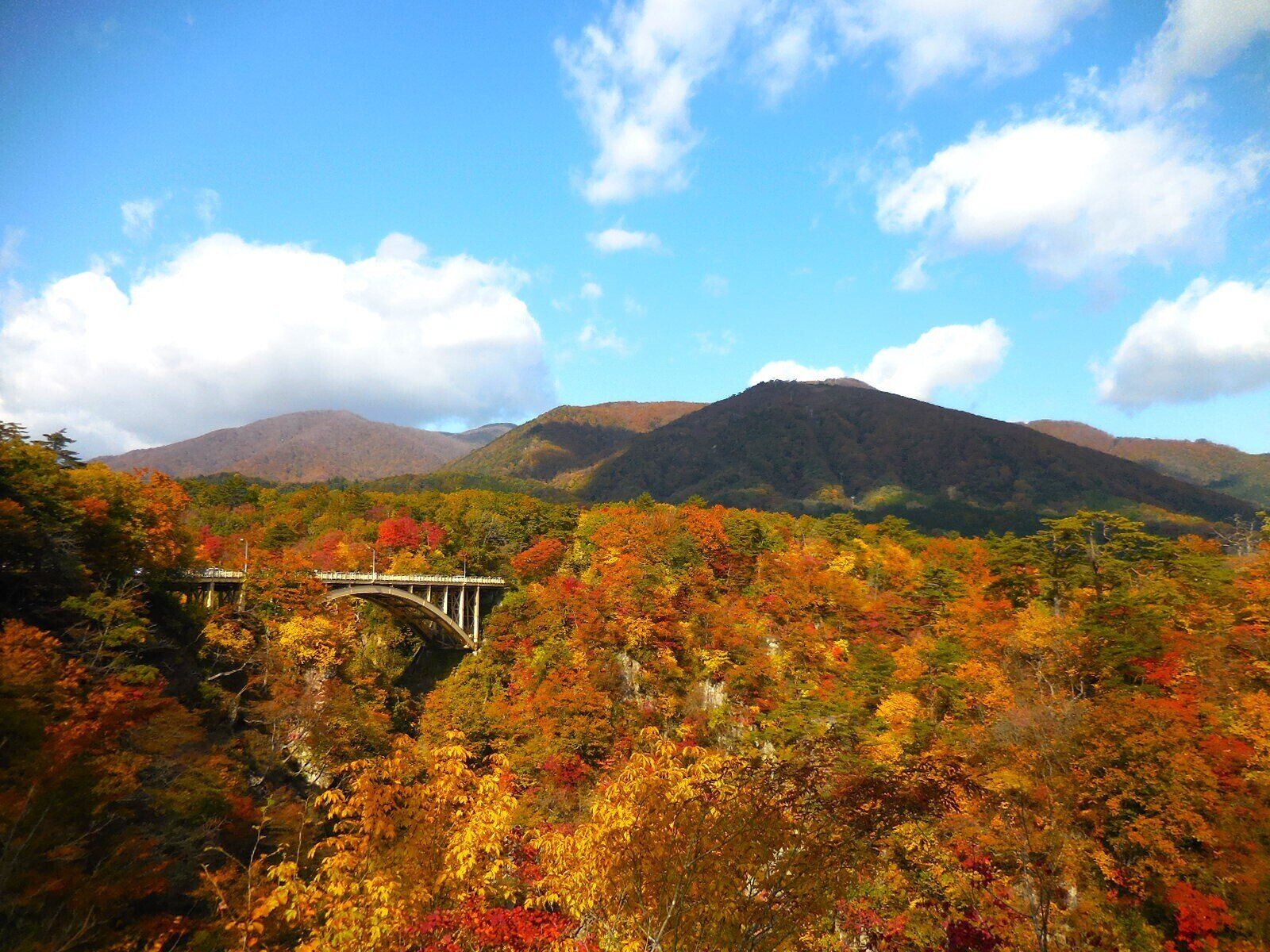宮城県の鳴子峡の紅葉