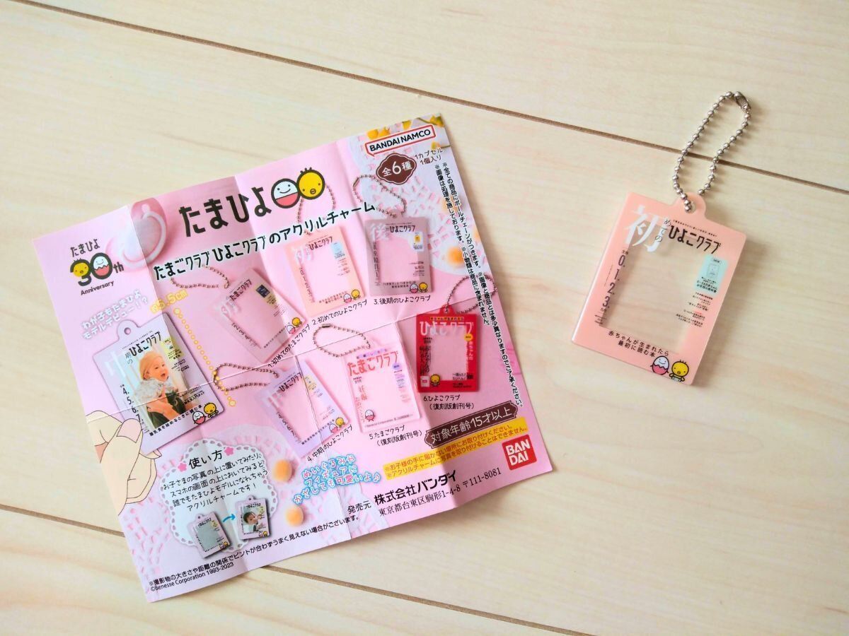 ひよこクラブのアクリルチャームと説明書