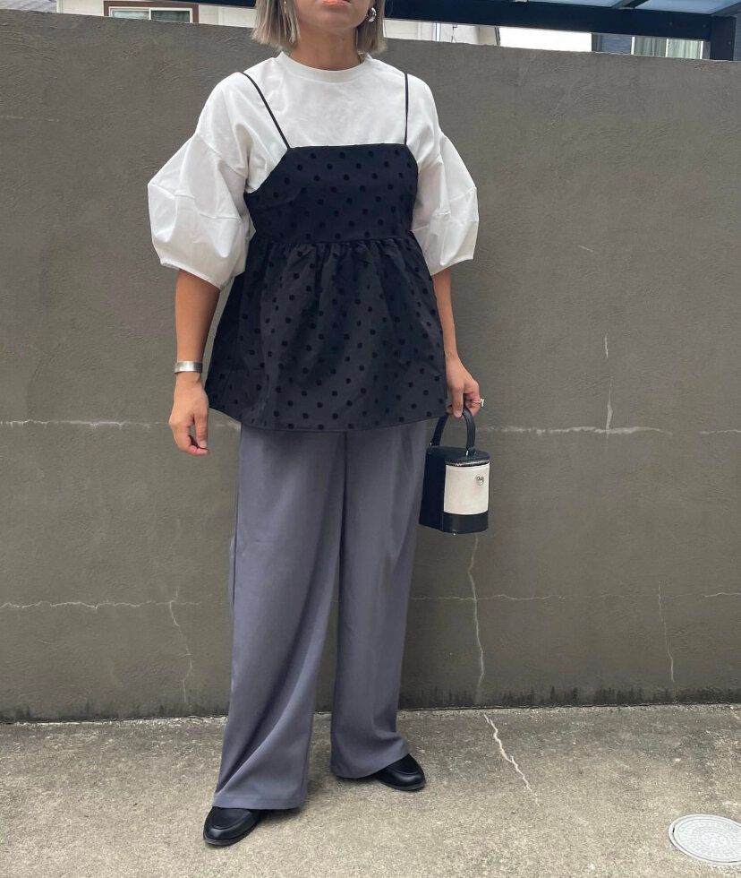 フロッキードットキャミ