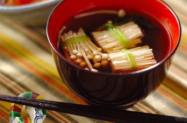 エノキとミツバのお吸い物
