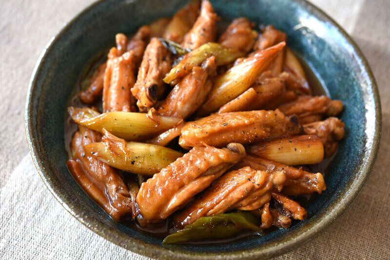 手羽先とねぎの煮物(甘辛煮)のレシピ