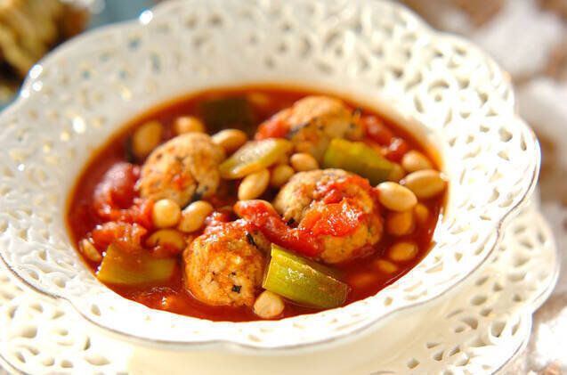 おからヒジキの鶏団子トマト煮