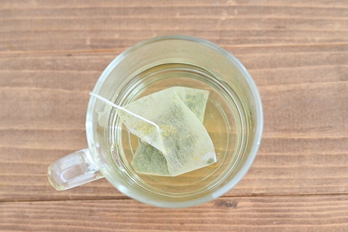 グラスに入ったラ・フランスグリーンティー