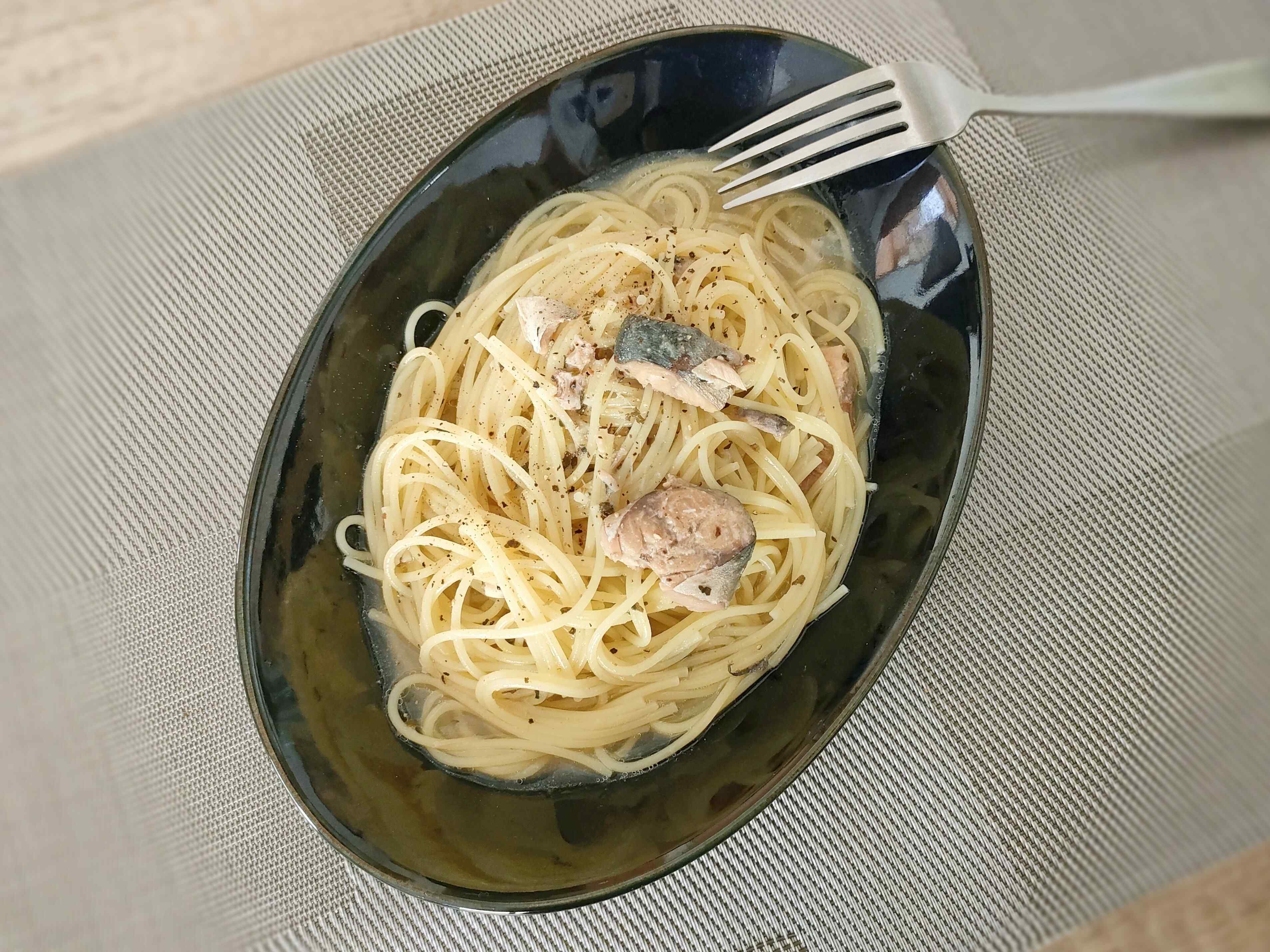 さばの塩レモンパスタ