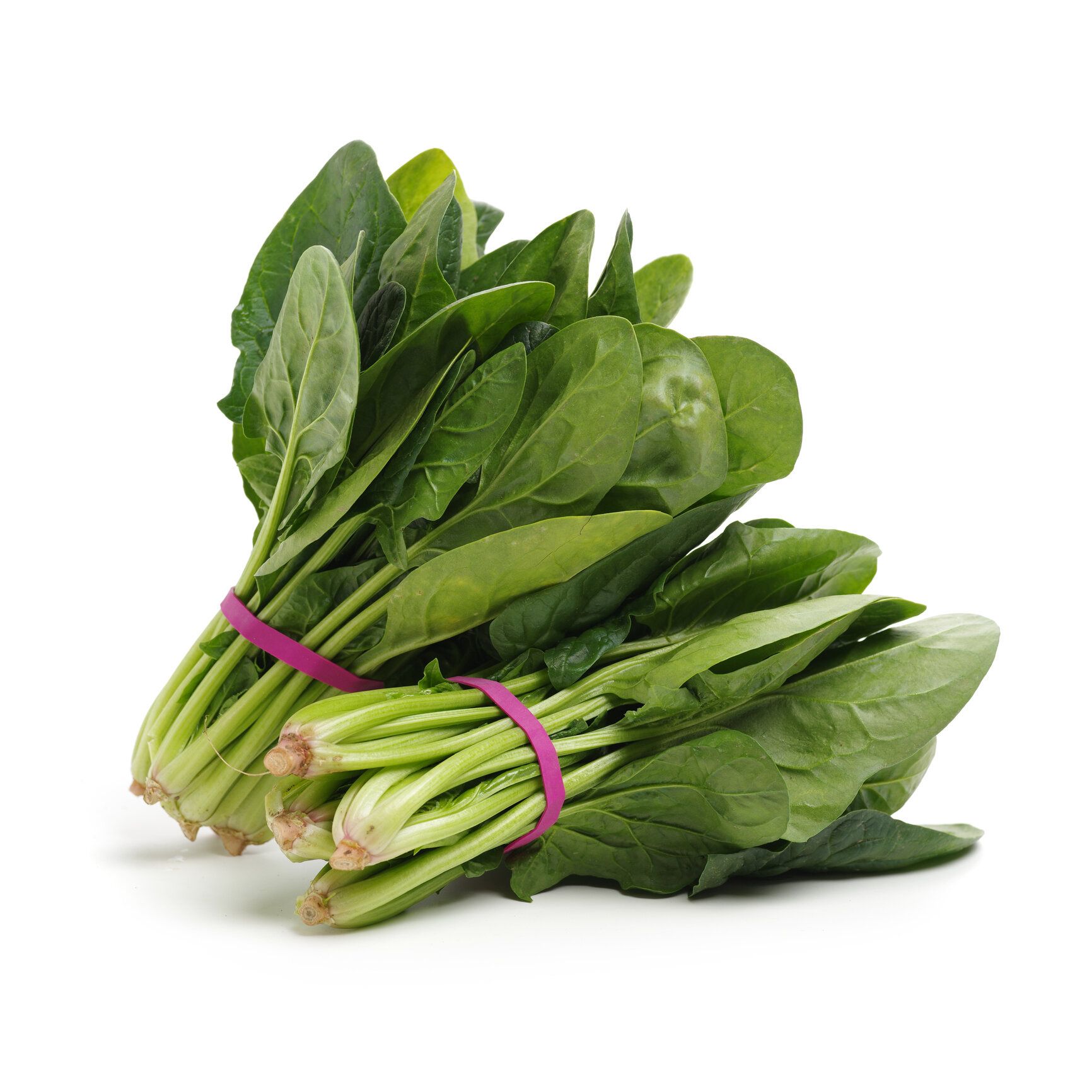 白い背景にほうれん草