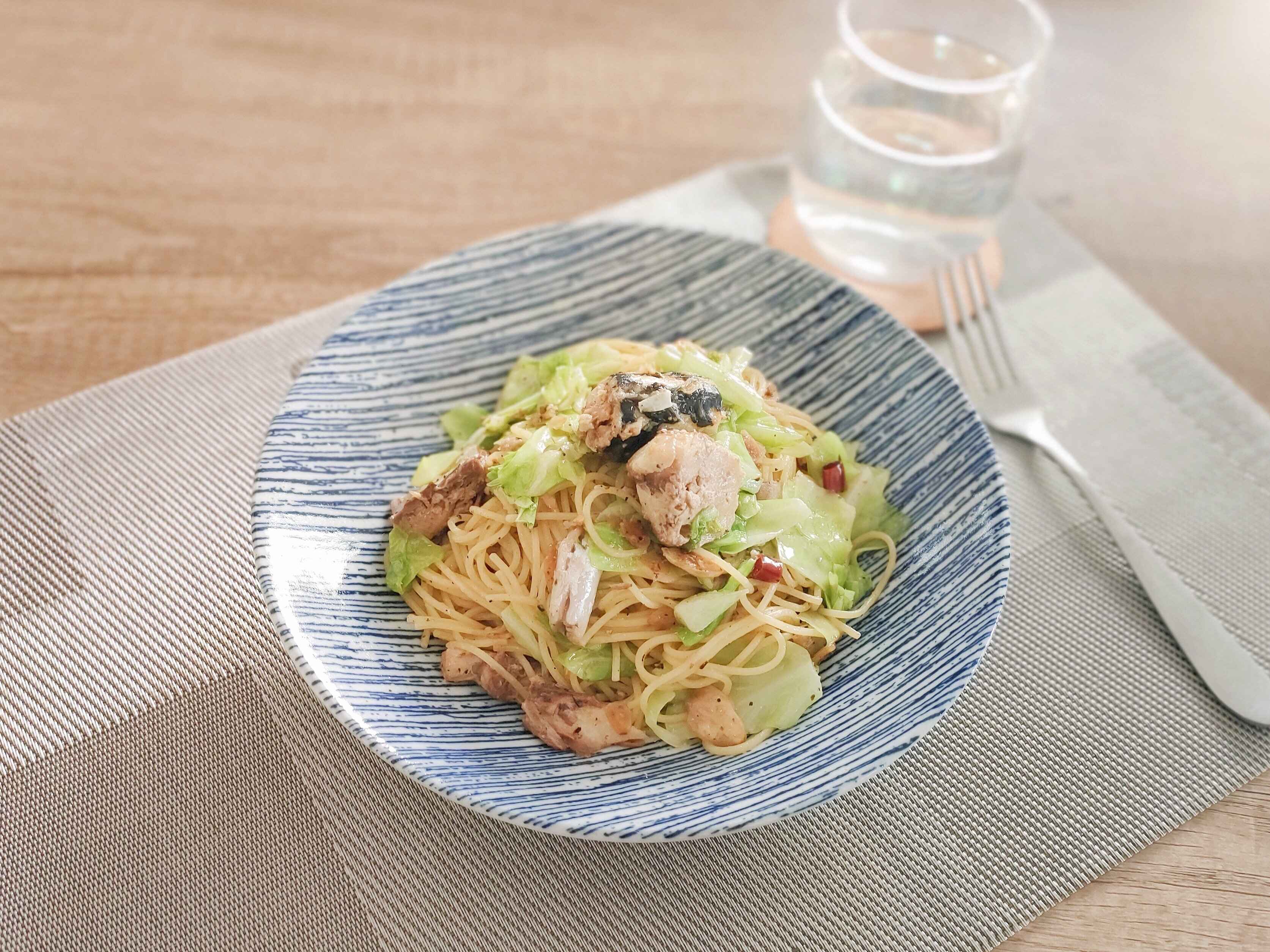 サバのペペロンチーノ