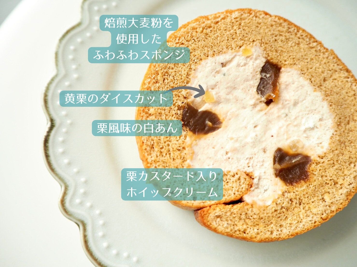 シャトレーゼ「焼き栗風モンブランのふんわりロール」商品写真