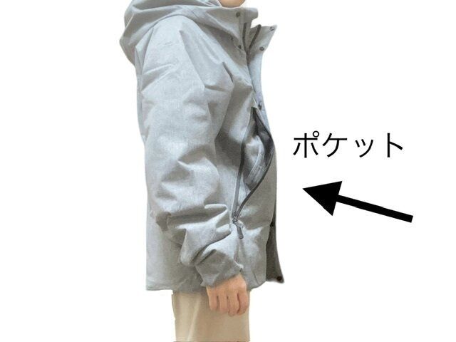 ワークマンディアライトウォームジャケット杢グレーS着画横