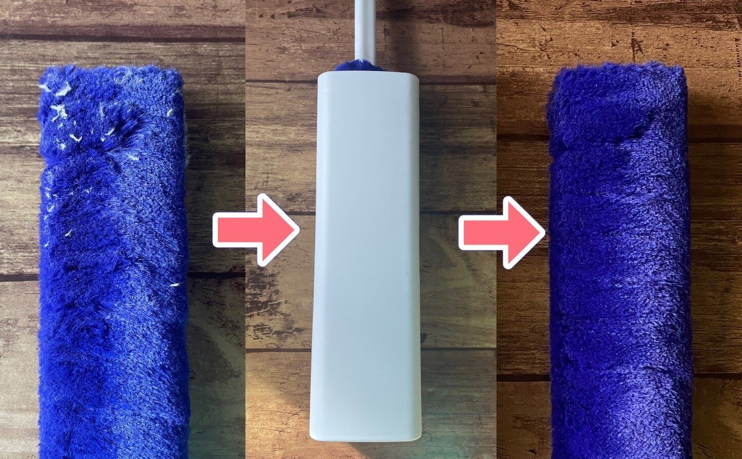 モップについたホコリが落ちる